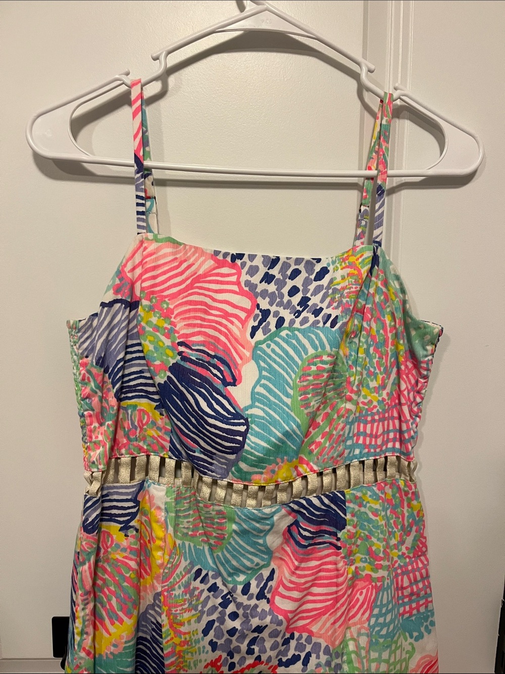 Lilly Pulitzer Multicolor Floral Print Sundress with Gold Waist Trim
